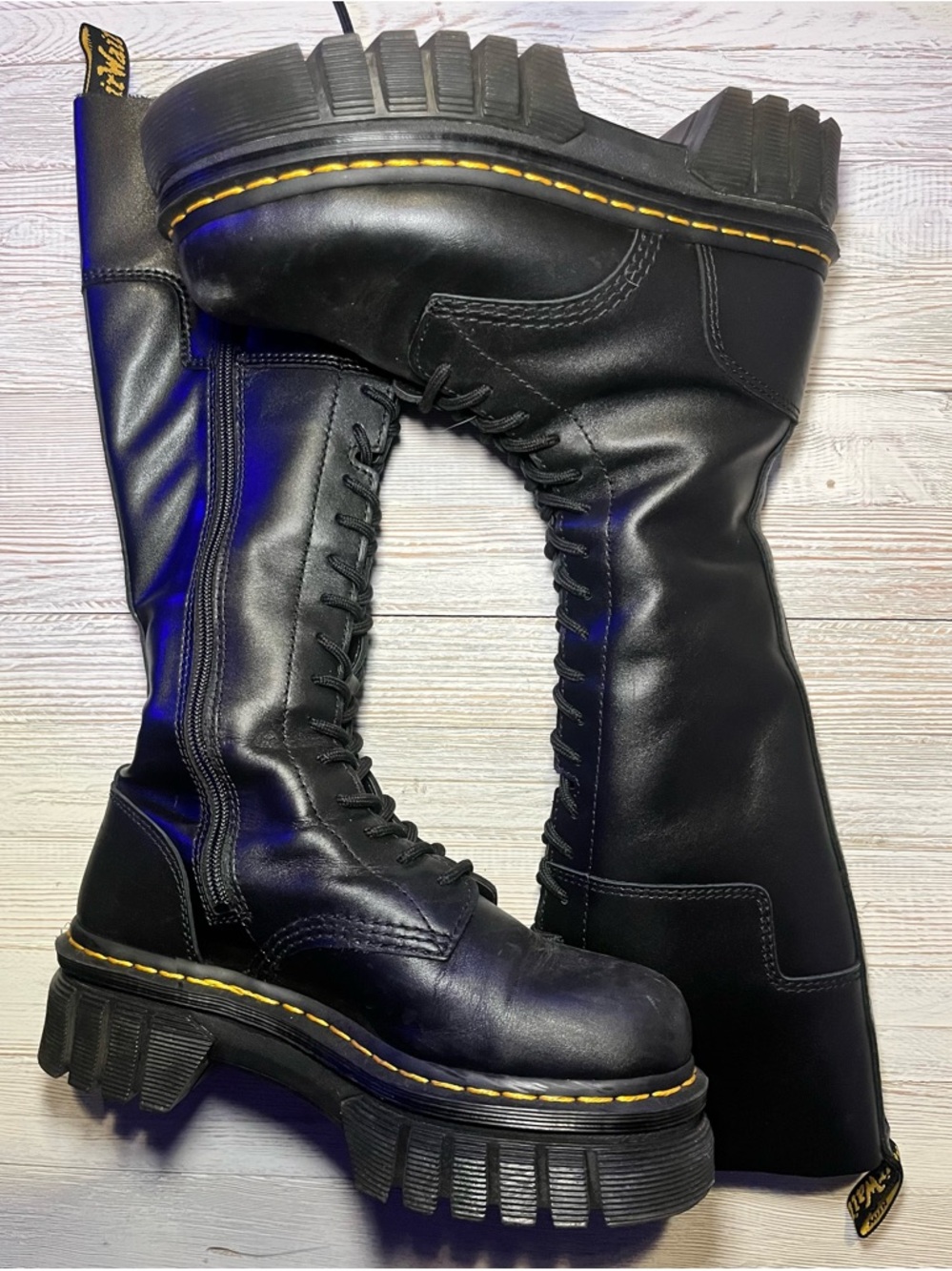 Dr. Martens Black Knee-High Platform Lace-Up Boots